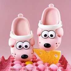 바둑이 슬리퍼 발망치 무소음 실내화 욕실슬리퍼 주니어, 베이지, 1개