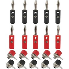 10쌍 4mm 바나나 남성 플러그 여성 소켓 오디오 스피커 케이블 커넥터 단자 포스트 와이어 어댑터 레드 블랙 색상, Red