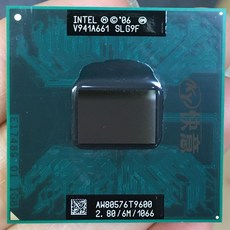 인텔 CPU 코어 2 듀오 T9600 CPU 6M 캐시/2.8GHz/1066/듀얼 코어 소켓 478 노트북 프로세서 GM45 PM45, 한개옵션0