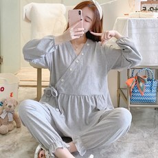 임산부 잠옷 임부잠옷 수유잠옷 임산부잠옷 수유복 홈웨어 65 면 출산 간호 세트 봄