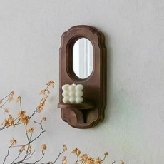 벽 장식 원목 캔들 홀더 거울