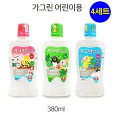 유니크앤몰 저자극 불소코팅 가그린 어린이용380ml 딸기+사과+풍선껌 3종세트 충치예방 구강청결제, 4세트