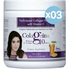 Colageina 10 콜라게이나 하이드롤라이즈드 콜라겐 파우더 비타민 C 함유 100g 3팩 100Gr Hydrolyzed Collagen Powder Vitamin C, 3개 - 하이드롤라이즈드콜라겐