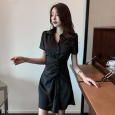 WAWAMOM(특허브랜드) 폴로 셔츠형 섹시 원피스 홀복 클럽의상 셔링 여름 원피스 BUG10q