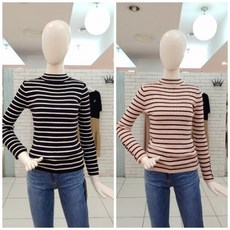 르샵 DB_ 르샵 스트라이프소매단추장식니트티셔츠 (LK9KP8087DB)
