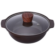 키친플라워 세라믹 인덕션 뚝배기 냄비 + 나무 받침대 세트, 24cm, 1세트