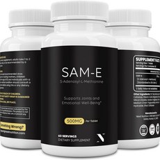 뉴트 SAMeS아데노실L메티오닌 정제당 500mg 장용 코팅 GMO 프리 정제 60인분 신경 기능 관절 간 뇌 부스터 지원 누트로픽 미국산, 1개