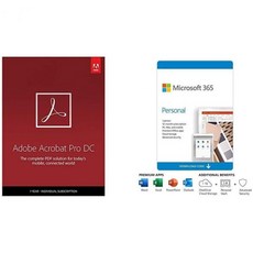 Adobe Acrobat Pro DC PDF Converter 12개월 자동 갱신 구독과 Microsoft 365 Personal 구독 PCMac