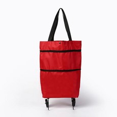 쇼핑 카트 쇼핑백 터그 천 바퀴 휴대용 접이식, 1개, 4.red