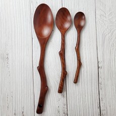 나뭇가지 장미목 옻칠 타원스푼 (커피 티스푼 볶음 숟가락 나무 조리주걱, 티스푼20x3, 1개