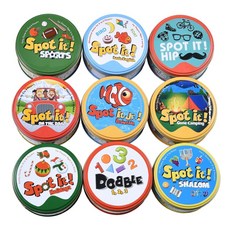 Halloween Dobbles Spot it 힙합 영어 버전 도로 보드 게임 고품질 Dobble Metal Tin box|카드게임|, 1개, basic english(opp), gone camping(opp)