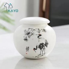 반려동물 유골함 추모함 작은 애완 동물 항아리 새 개 화장 상자 장례 꽃병 고양이 재 인간 유골용 도자기 수공, 1개