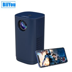 BiiYou 빔프로젝터 무선미러링 초소형 1080P 미니빔 프로젝터, 푸른 색
