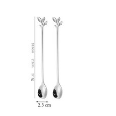 꽃 모양 잎 커피 교반기 혼합 휘젓기 섞기 교반이기 교반 스푼, 3.18.6cm Silver 2pcs, 1개