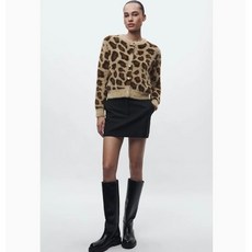 ZARA 여자신상 호피무늬 니트 가디건 캐주얼 스웨터 6Y1220