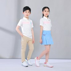 골프 의류 어린이 반팔 남녀 어린이 폴로 셔츠 충돌 티셔츠 쾌속 건조 레저 스포츠 의상