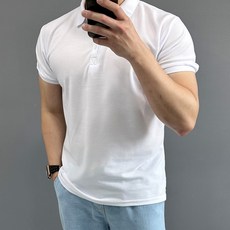 숄 슬리브 머슬핏 카라 반팔 티셔츠 빅사이즈