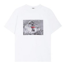 공식 MSGM 20FW 여성 프린트 반팔 티셔츠 화이트 2943MDM77 207648 01