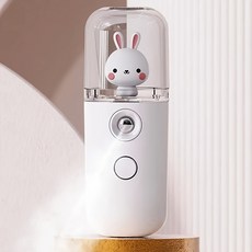 귀여운 토끼 디자인의 미니 휴대용 충전식 얼굴 가습기 얼굴용 가습기 일상 메이크업 피부 관리 휴일 선물 크리스마스 선물, 01 하얀색
