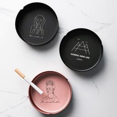 스테인리스 재털이 라이프 플레인 스텐실 스크럽 재떨이 티 테이블 오피스 개성 트렌드 남녀, 01 핑크 컬러 머릿결품