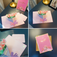 WONKING 3D 입체 카네이션 어버이날 스승의날 카드 팝업카드 update, 5.카네이션 꽃다발(대)-핑크 로즈 향기, 1개