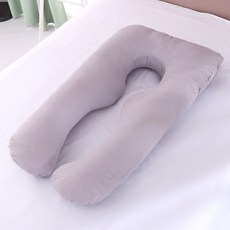 유판 빵빵한 U자형 바디필로우 대형 커버분리형 롱쿠션 베개 2kg, C 라이트 그레이