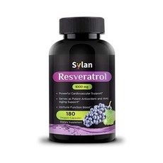 SYLAN 트랜스 레스베라트롤 1000mg 항산화 노화 방지 보충제 180캡슐, ., 1매입