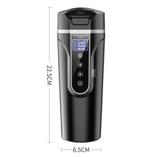 차량용커피포트 12V 24V 자동차 가열 컵 휴대용 전기 주전자 머그잔 450ml 차량 커피 포트 여행 열 LCD 디, [02] 12V-24V 450ML Black