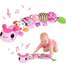 YEGEER Baby Toys 6~ 6용 음악 봉제 동물 장난감 주름과 딸랑이가 있는 부드러운 터미 타임 애벌레 1398992 - 터미타임