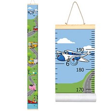 NMT 아기 높이 성장 차트 눈금자 롤업 벽 눈금자 이동식 벽걸이 측정 차트 7.9 ''x 79 ''나무 프레임 [Blue] - P030707R6HJN5D4, Blue