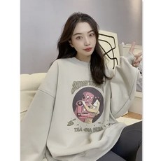 수유복 외출 가을 겨울 라운드 맨투맨 여 루즈 캐주얼 핫맘 출산 후 수유 긴팔 상의