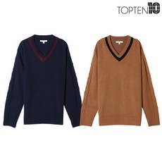 탑텐 남성 브이넥 풀오버 스웨터