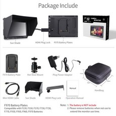 dslr 모니터 카메라 필월드 Feelworld FW759 7 인치 IPS 1280x800 필드 DSLR 비디오 피킹 포커스 포함 BMPCC Canon Sony 용 HD quotL, 02 Grey, 1개