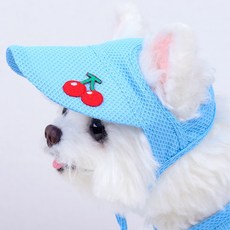 티아라펫 체리 쿨링 모자 강아지 썬캡 모자 자외선 차단 대형견 중형견, 블루