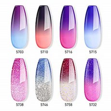 Sexy Mix Gel 밀니얼 폴리시 Set UV Gel 컬러 체인징 밀니얼 폴리시 템페라처 체인지 컬러 8 컬러스 타이니 보틀스 위드 나이스 Box 0.24 OZ, 1
