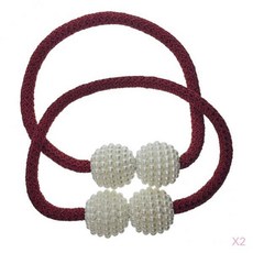 Zeyuan 2 짝 진주 자기 커튼 타이 백 커튼 드레이프 보일 타이백 홀드 백, 와인 레드