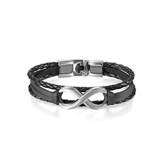 JewelryWe 패션 액세서리 가죽 (가죽) 팔찌 인피니티 모티브 무한 사랑 남여 커플도 적합 발렌