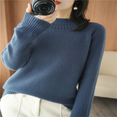 여성 스웨터 가을과 겨울 스타일 100 % 순수 울 여성용 하프 하이 넥 캐시미어 풀오버베