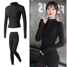 요가복세트 필라테스복 집업 힙업 요가 레깅스 세트