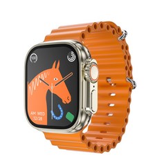 최신판 ZORDAI Watch Ultra 2스마트워치 울트라2 스마트워치 방진 방수 글로벌버전/한글지원/어플연동/무료배송, 골드워치, 오렌지 밴드