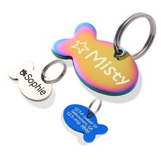 애견 고양이 ID 태그 개인화된 사랑스러운 상징 애완동물 칼라 이름 액세서리 심플한 맞춤 각인 제품, Fish_Golden, Small, 1개