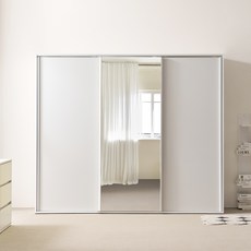 테일러 2600(3통) 슬라이딩옷장 E0 미닫이 장롱 맞춤옷장, 베이직, 퓨어화이트