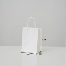 50장 고급 화이트 종이가방 크라프트 튼튼한 쇼핑백 무지 선물 미니 종이쇼핑백 인쇄 제작 어젠다, 고급 화이트 소 (15x8x21) 고급 화이트 소 (15x8x21)