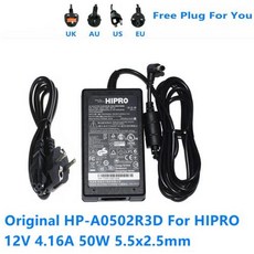 원래 12V 416A 50W AC DC 어댑터 HIPRO HPA0502R3D LED LCD 모니터 전원 공급 장치 충전기 어댑터 HPA0501R3D1, 1) EU cable - hpa