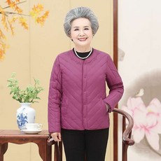 할머니경량패딩 중년 퀼팅 빅사이즈 잠바 70대 50대 코트 어르신 60대 엄마 여성 QOYO