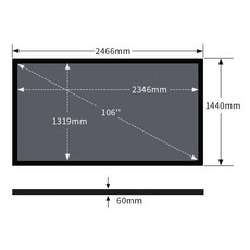 ALR 블랙 다이아몬드 100 120 135 150 160 180 200 인치 169 와이드 프레임 90mm 고정 프로젝터 스크린 등, 03 130 인치