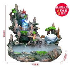 멋진 거실 인테리어 조형물 액자 폭포 Rockery Fengshui 터닝 워터 분수 실내 운송 럭키 장식 물고기 탱크 프론트 데스크 장식 오프닝 선물 크리스탈 볼, 품목 번호 6028 42 26 40cm