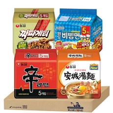 [블루존] 오뚜기 농심 팔도 봉지라면 4종 세트 (신라면5P + 안성탕면5P + 짜파게티5P+ 팔도비빔면5) 루존 오뚜기 농심 팔도 봉지라면 4종 세트 (신라면5P + 진라면순한맛5P + 짜파게티5P+ 팔도비빔면5)