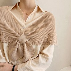마리아 여름 여성 여리 숄더 니트 고리 케이프 삼각숄