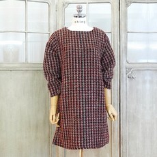 이힝 아방 트위드 h라인 7부소매 루즈핏 원피스